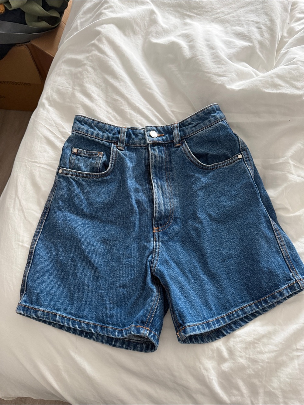 Zara Blue Denim High-Waist Shorts